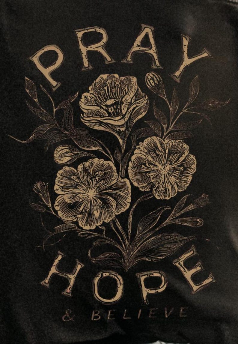 Trendy cottagecore faith design with flowers for Christian clothing prints