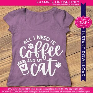 all I need is coffee and my cat svg, cat mom svg, cat mama svg, coffee mug svg, cute cat svg, cat sayings svg, funny mug svg, thermos svg image 9