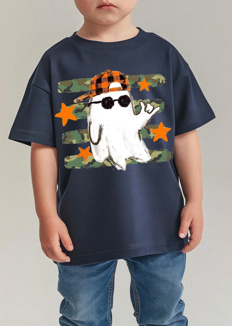 Front and back Halloween ghost PNG for boys and kids apparel