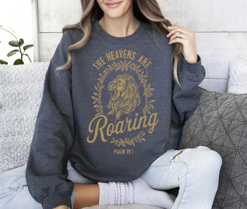 Heavens Are Roaring PNG, Retro Christian T Shirt Design, Aesthetic Jesus Graphic Tee, Bible Verse Sublimation PNG, Vintage Faith Clipart
