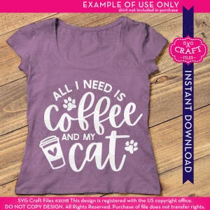 all I need is coffee and my cat svg, cat mom svg, cat mama svg, coffee mug svg, cute cat svg, cat sayings svg, funny mug svg, thermos svg image 10