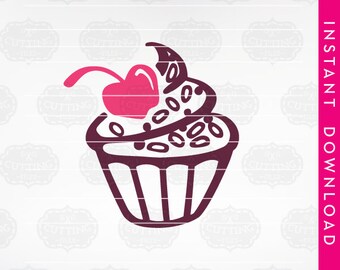 cupcake svg, commercial use svg, food svg, cupcake cut file, birthday svg, sweet treats svg, hand drawn clip art, cricut designs, svg file