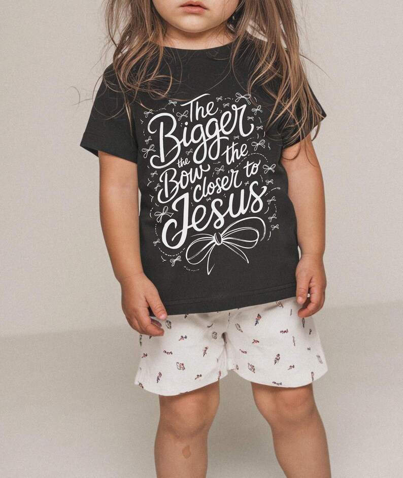 Faith-inspired girls bow design for Christian youth shirts