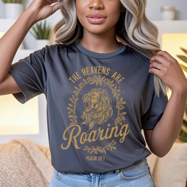 Heavens Are Roaring PNG, Retro Christian T Shirt Design, Aesthetic Jesus Graphic Tee, Bible Verse Sublimation PNG, Vintage Faith Clipart