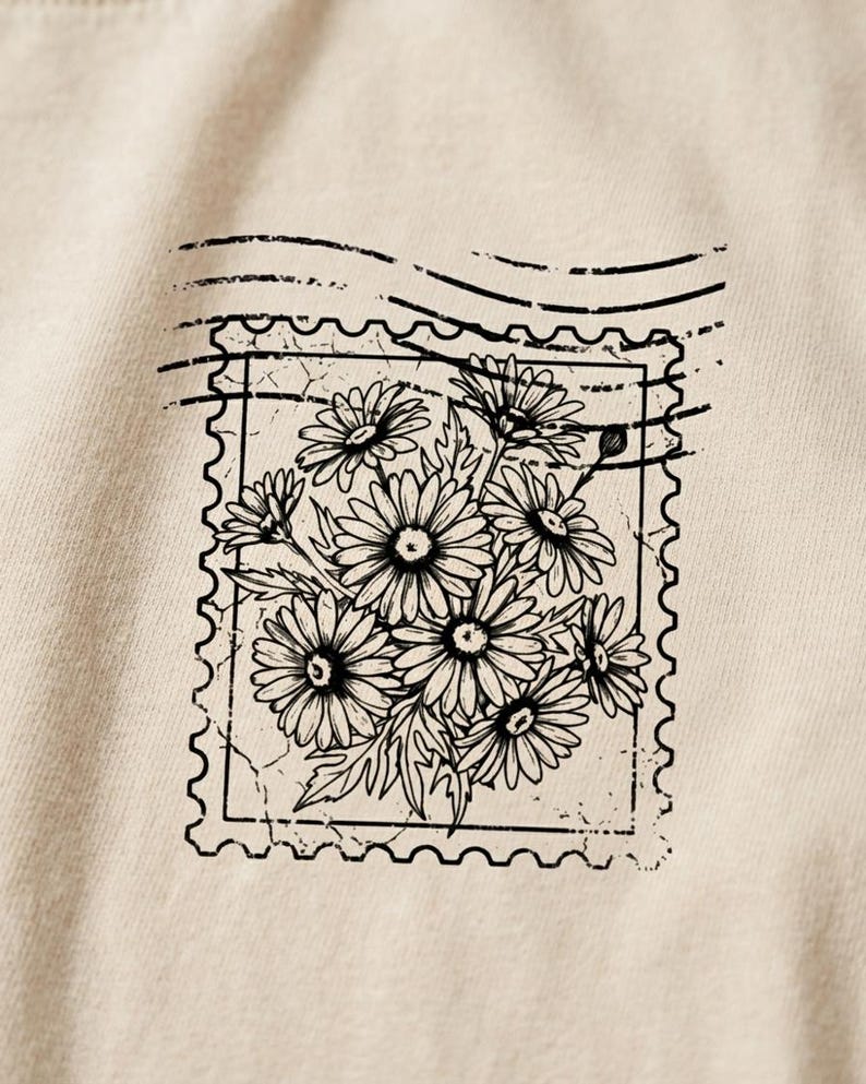 Faith inspired women’s shirt design with motherhood typography and sketched daisy floral artwork