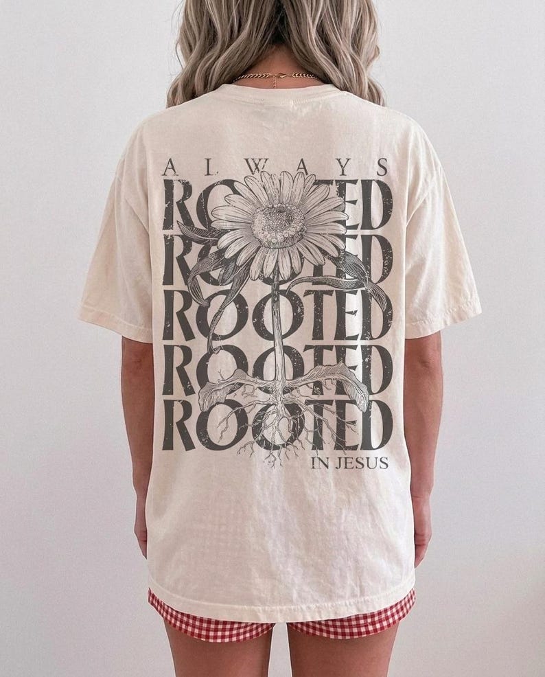 Women's ministry shirt design with rooted Christian message.
