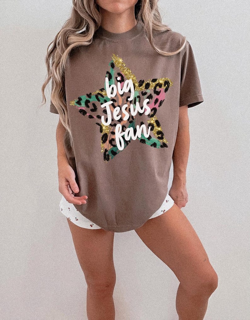Glitter star Jesus shirt PNG