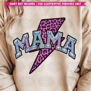 Mama Leopard Lightning Bolt PNG: DTG Print Design (Digital Download) image 2