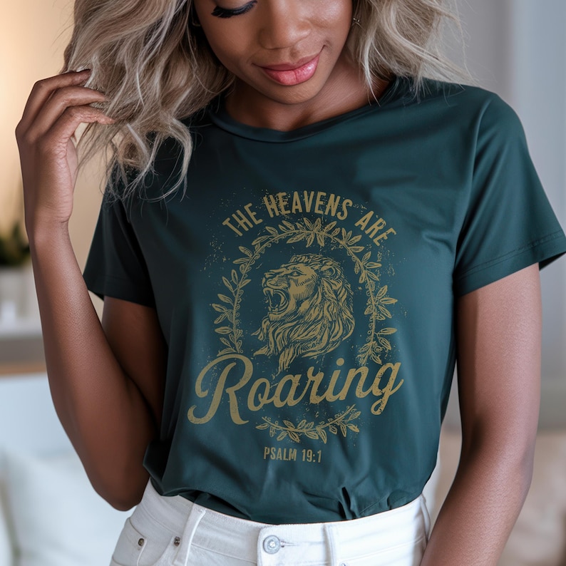 Heavens Are Roaring PNG, Retro Christian T Shirt Design, Aesthetic Jesus Graphic Tee, Bible Verse Sublimation PNG, Vintage Faith Clipart