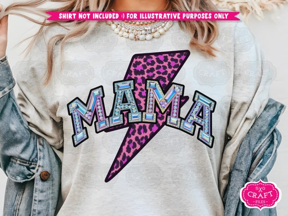 Mama Leopard Lightning Bolt PNG: DTG Print Design (Digital Download)