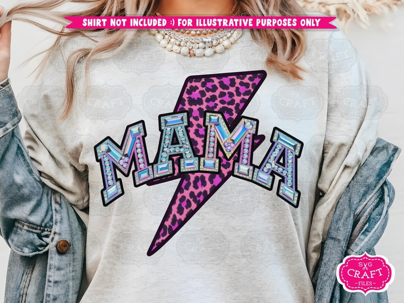 MAMA png, Mom png, Pngs for women, Designs for dtg, faux rhinestone png, Mama lightening bolt png, Leopard Lightening bolt png, Sparkly png