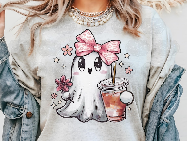 Cute coffee ghost png, Cute girly ghost png, Cute ghost floral png, Cute flower ghost png, Vintage floral cute ghost, Cute sheet ghost png