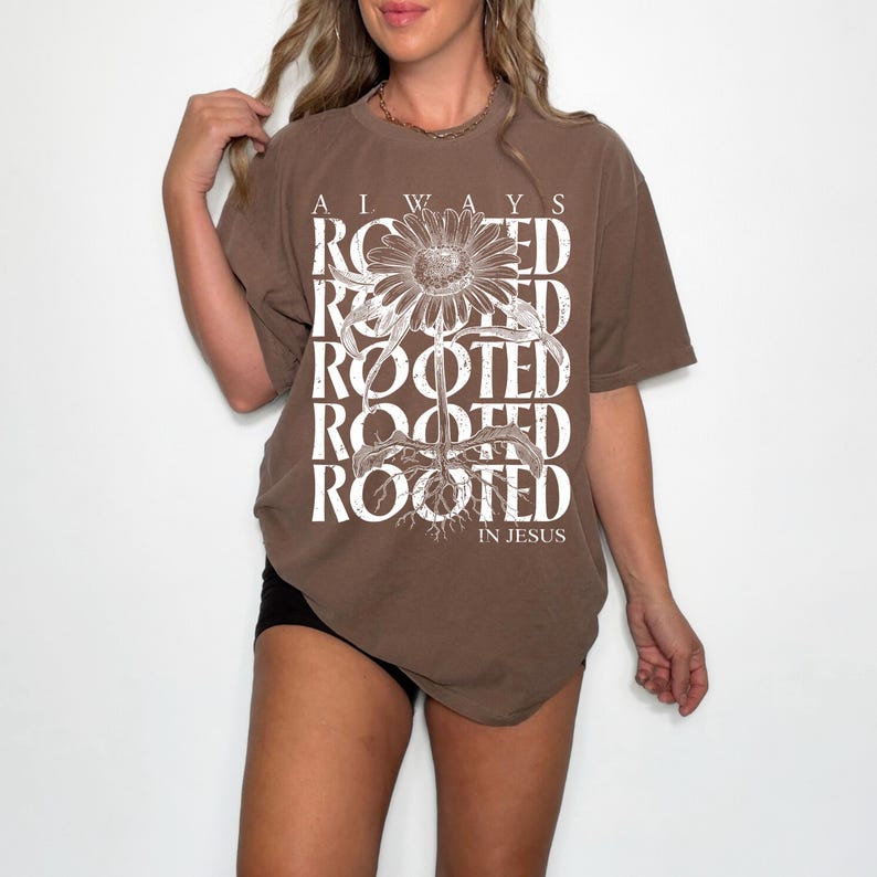 Rooted in Jesus PNG for DTF transfers and sublimation.