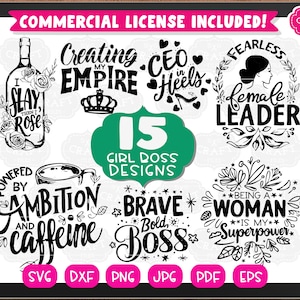 15 Girl Boss svg, Bundles svg, Ceo svg, Powerful Woman svg, starke Frau SVG, Girl Power svg, Hustle svg, Motivational svg, Weibliche Power svg