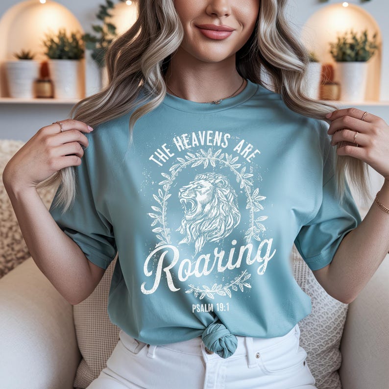 Heavens Are Roaring PNG, Retro Christian T Shirt Design, Aesthetic Jesus Graphic Tee, Bible Verse Sublimation PNG, Vintage Faith Clipart