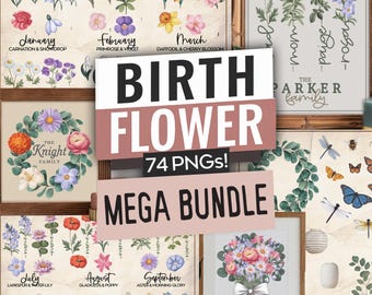 Birth flower png, Birthing flowers png, Birth flowers png, Birth month birth flower png, Birth flowers bundle png, Birth flower clipart png