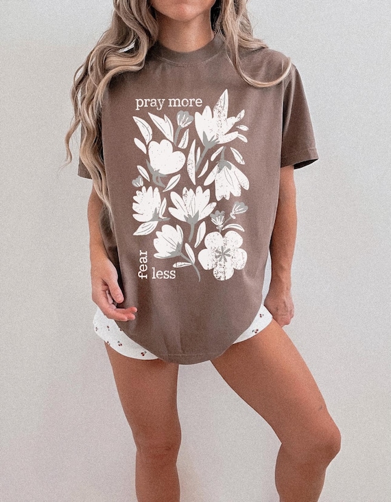 Retro Spring Pray More Fear Less PNG | Christian Floral T Shirt Design | Easter Faith Sublimation Print Cut File for Vinyl Cutting and HTV