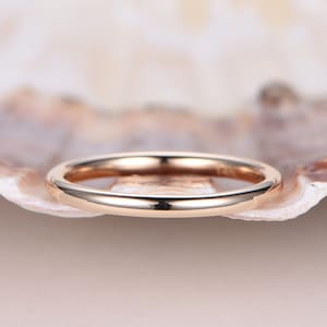 Aliança de casamento em ouro liso, aliança de casamento em ouro liso, aliança de casamento em ouro amarelo 14K sólido, joia personalizada, anel de aniversário