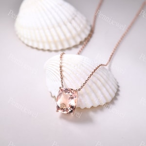 10x12mm almofada corte pêssego morganite colar morganite pingente 14k ouro rosa exclusivo rosa gem colar artesanal jóias presente de aniversário para ela