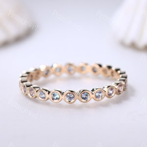 Full Eternity Alexandrite Wedding Band 14k Yellow Gold Ring June Birthstone Alexandrite Women Anniversary Ring Gift Color Changing Bezel Set