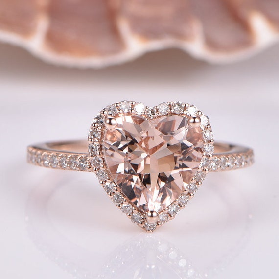 Piscina Contribuyente amargo Heart Shaped Morganite Engagement Ring Rose Gold Half Eternity - Etsy