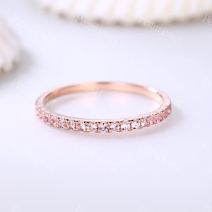 Danity Morganite Wedding Band,Pink Morganite Stone, Unique Engagement Ring Matching Stacking Band,Anniversary Christmas Gift For Your Lover