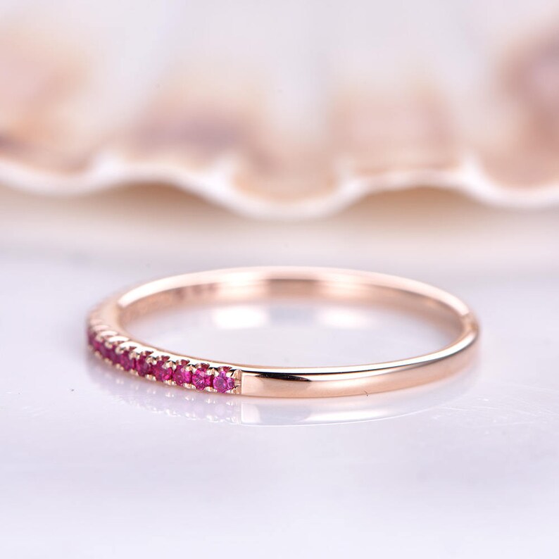 Ruby Wedding Ring Ruby Wedding Band Half Eternity Stacking Etsy