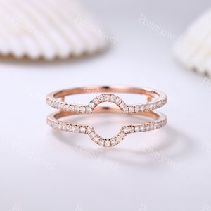 Half Eternity Moissanite Enhancer Wedding Band Rose Gold Engagement Ring Stacking Band Women Promise Custom Personalized Matching Band Ring