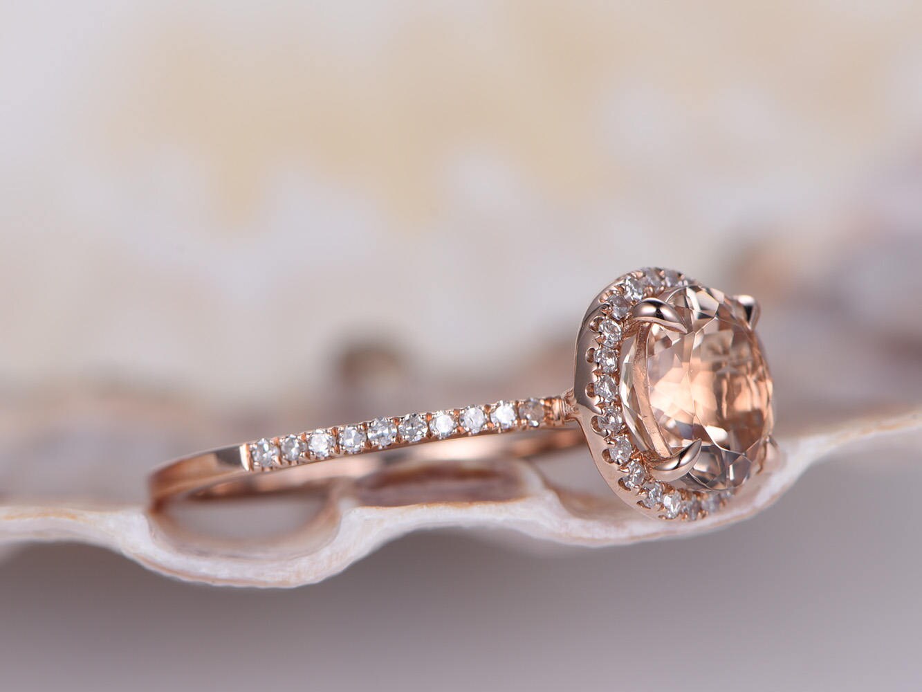 1.2ct Morganite Engagement Ring Rose Gold Women Diamond Bridal | Etsy