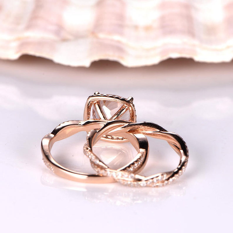 Ring Set Rose Gold Engagement Ring Twist Etsy
