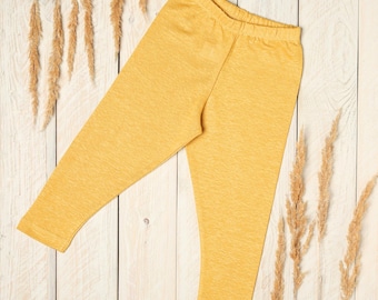 Leggings de lino para niños, unisex, para niñas y niños, leggings naturales y suaves para niños