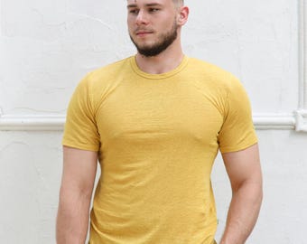 Linen Short-Sleeves T-Shirt for Men - Solid Color Oversized Fit, Soft linen top, Breathable Summer Streetwear