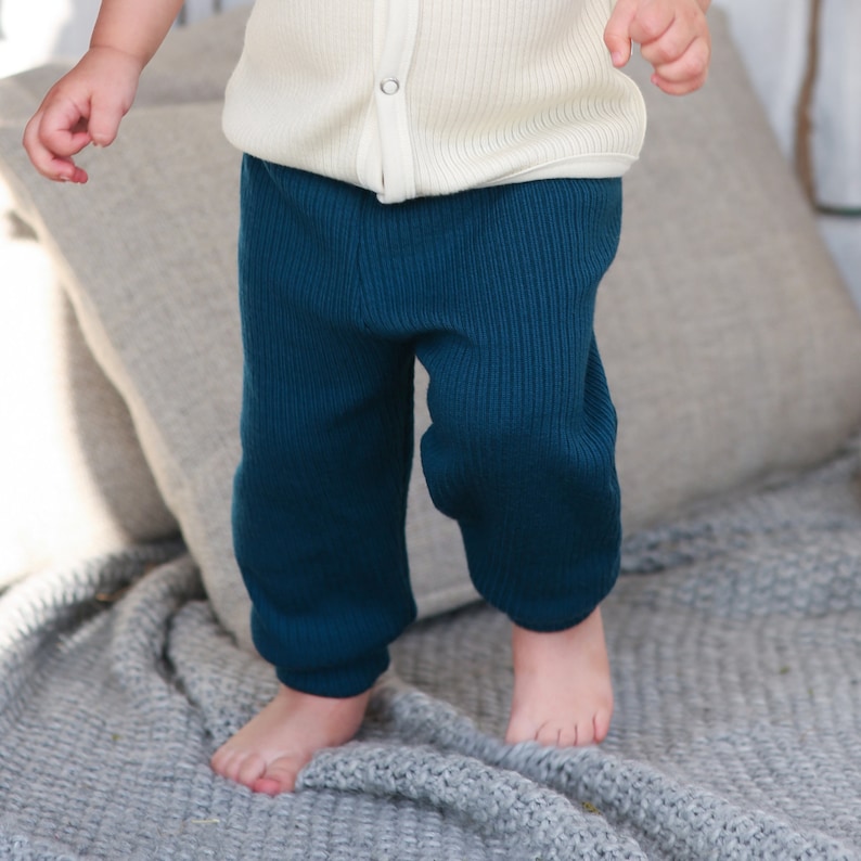 Knitted merino wool baby pants Winter pants for children Warm, soft and natural trousers for kids image 1