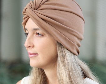 Couvre-chef en laine mérinos, bonnet d'hiver, Turban à nœud torsadé