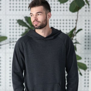 Merinowolle Pullover Hoodie für Männer Grey Melange 300gsm