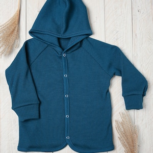 Merino wool knitted hoodie jacket for babies and toddlers Unisex Kids Top baby clothes 410 gsm