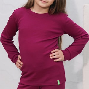 Camiseta interior infantil de manga larga de lana merino