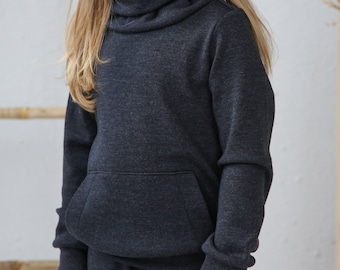 Merino Kinderpullover Pullover ohne Kapuze Grey Melange 300gsm