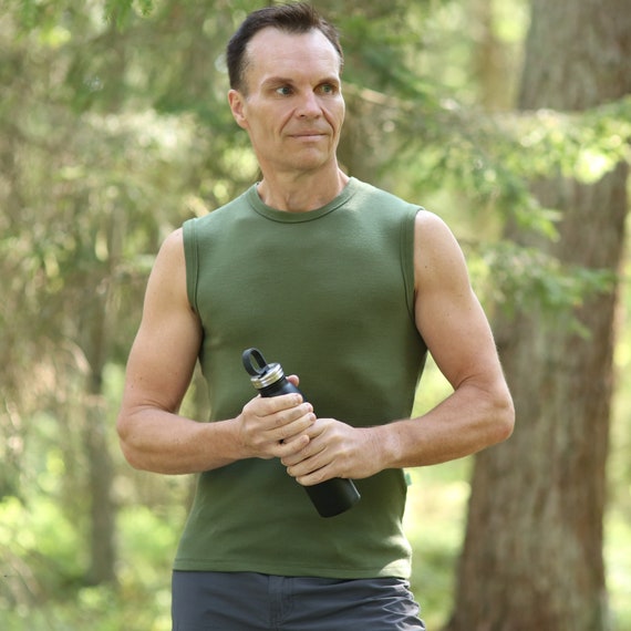 Merino Wool Sleeveless T-shirt for Men Workout Tank Top Good for