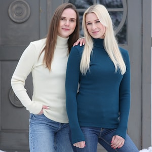 Merino Wolle gestrickt Damen Warm Stehkragen Rollkragenpullover Pullover Pullover