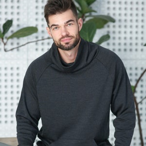 Merino wool sweatshirt jumper for Men Gray Melange 300gsm