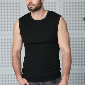 Mouwloos T-shirt van merinowol voor heren Workouttanktop, goed voor alle seizoenen