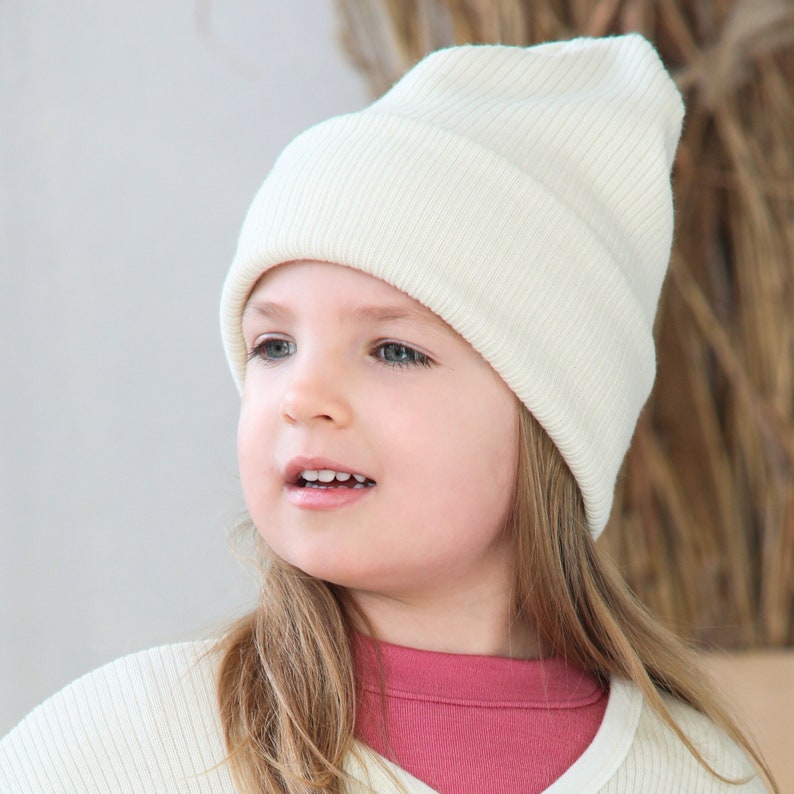 Knitted Merino Wool warm unisex hat for Women and kids Ribbed beanie good gift for mother and daughter zdjęcie 4