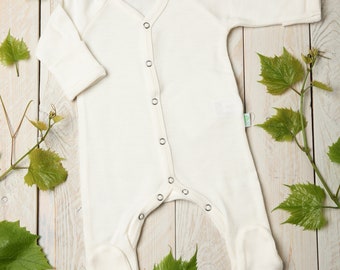 Tuta intera a maniche lunghe in lana merino