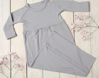 Merino wool long sleeve kid&#39;s sleeping bag baby gown