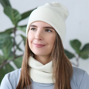 Knitted Merino Wool warm unisex hat for Women and kids Ribbed beanie good gift for mother and daughter zdjęcie 1
