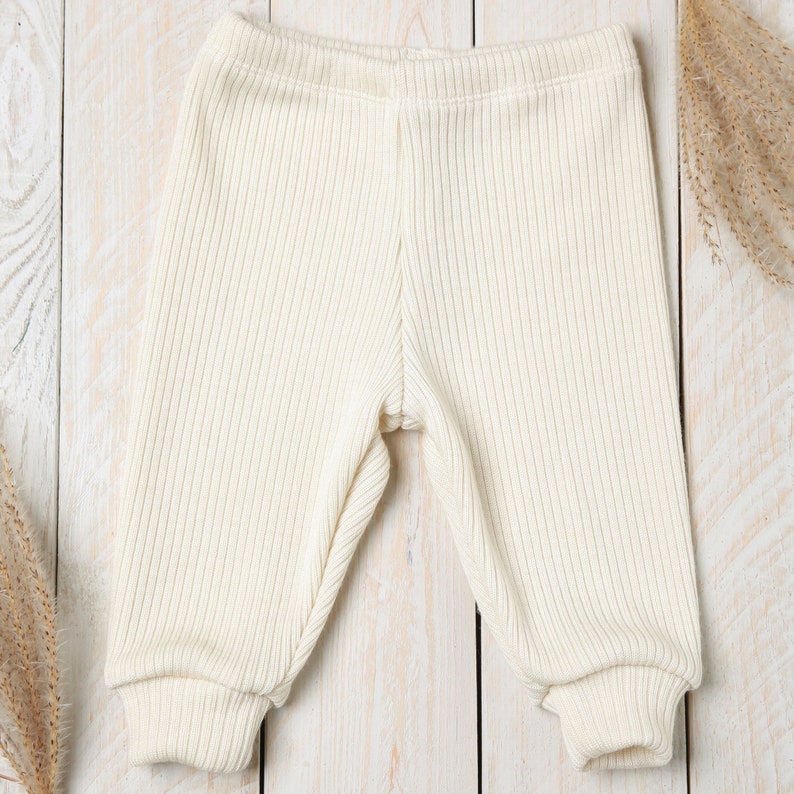Knitted merino wool baby pants Winter pants for children Warm, soft and natural trousers for kids image 2