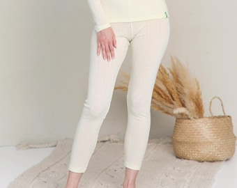 Leggings de lã merino natural para mulheres, respiráveis e macias