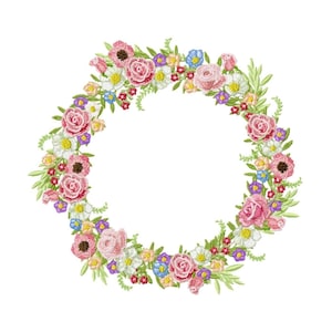 花輪 - 機械刺繍デザイン - (中) - 180.0 x 160.0 mm (7.09 x 6.30 インチ)、フープ - 商用利用 - 即時ダウンロード