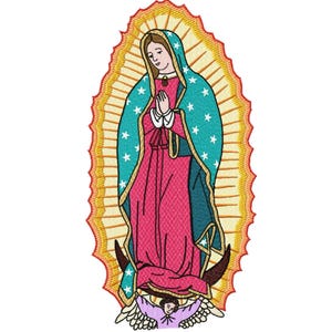 Virgen de Guadalupe (2) - diseño para bordado a máquina - 3 tamaños para aros de 3.94 x 3.94" - 3.94 x 7.09" - uso comercial - descarga instantánea